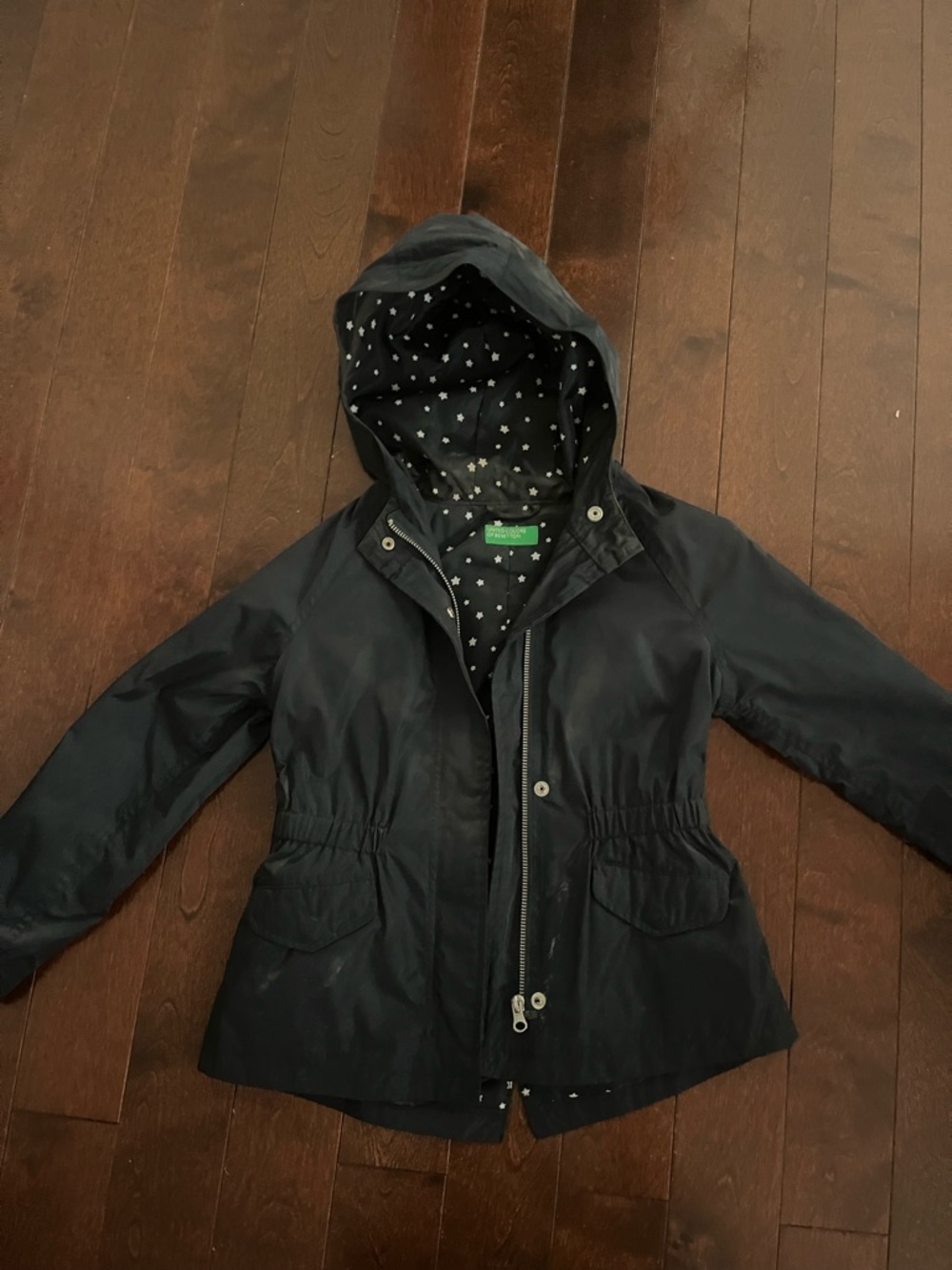 United Colors Of Benetton Navy Hooded Jacket with Star Lining